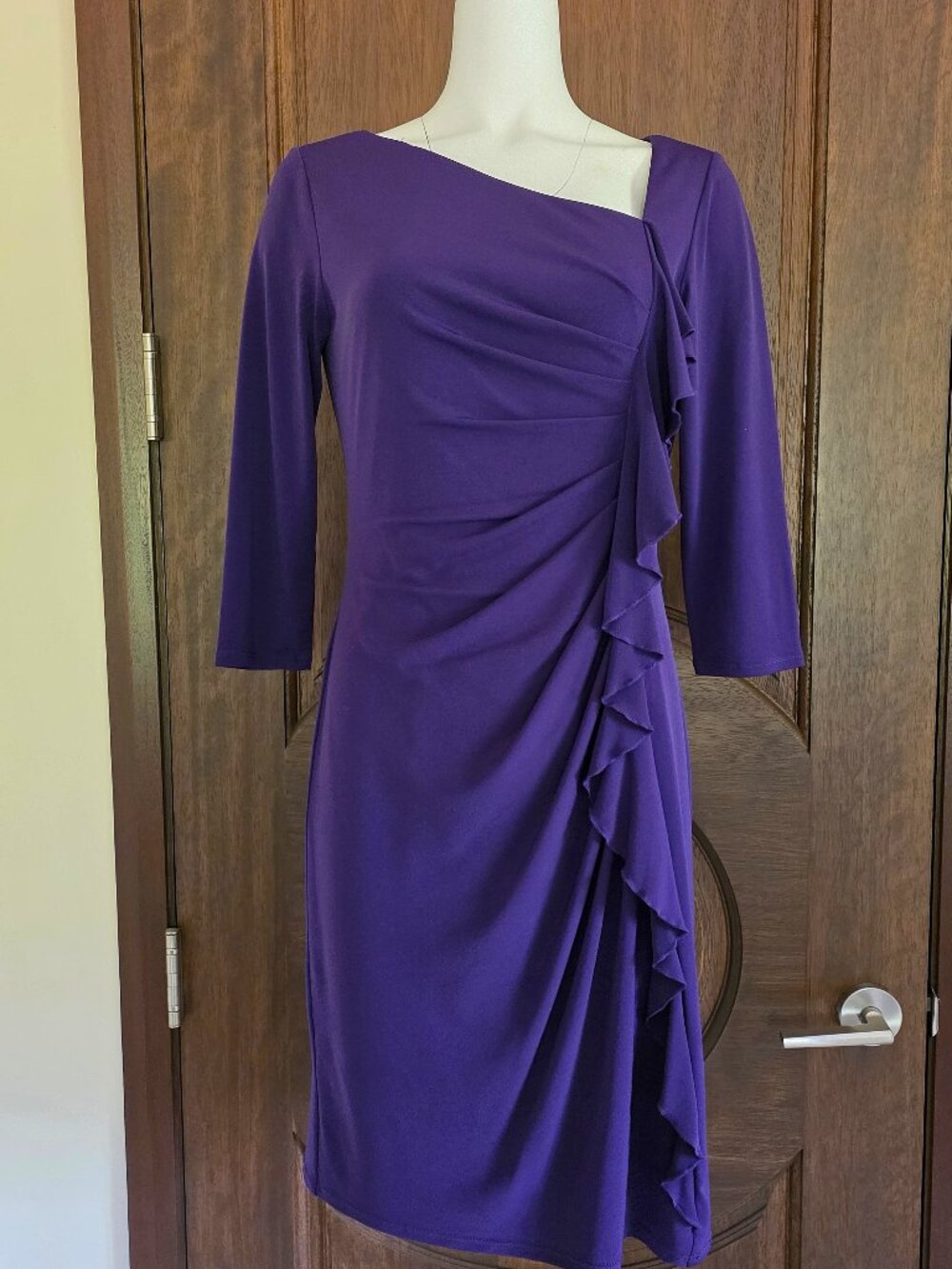 Rich Purple NWT Size 6 Suzi Chin for Maggie Boutique Lined Jersey Dress
